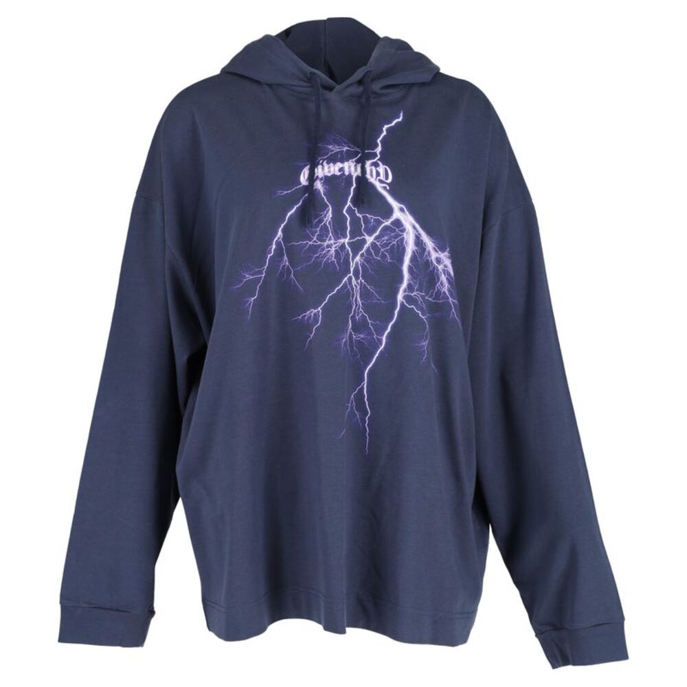 Givenchy Lightning Printed Drawstring Hoodie In Deep Blue Cotton